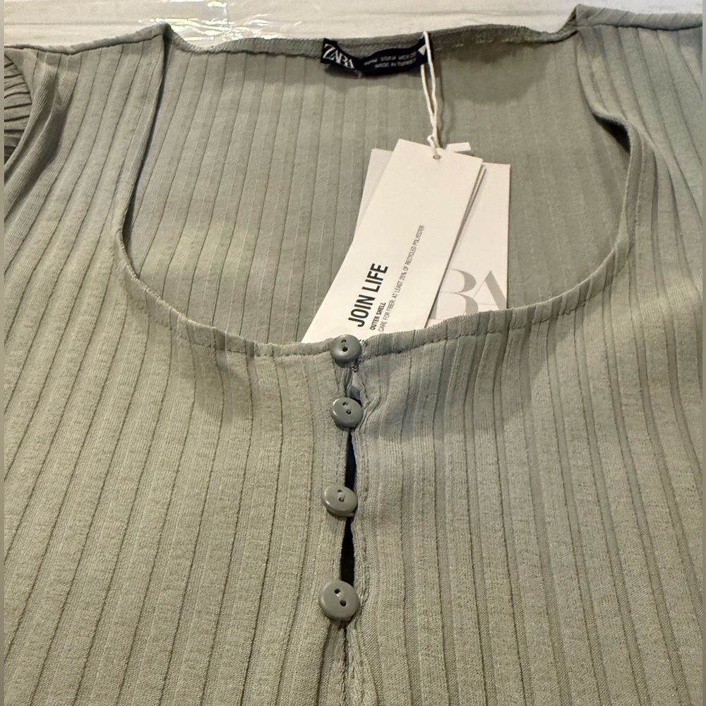 Long Sleeve dress green zara - Picture 7 of 8